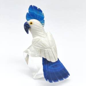 Lapis/lapislázuli/Calcita blanca/Ágata azul tallada en forma de loro tamaño L BJ2661 - Product Image 1