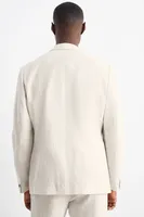 Jas pria katun Linen, Blazer warna Solid, setelan pria