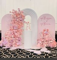 Latar belakang pernikahan Pink putih bingkai lengkung PVC latar belakang dinding acara Chiara lengkungan Latar Belakang Berdiri untuk dekorasi pesta pernikahan