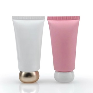 Tubo Cosmético de Plástico Suave para Loción Blanqueadora y Protector Solar, con Tapa Esférica de 50g, Impresión Blanca y Rosa, Diseño Único Personalizado, Precio de Fábrica - Product Image 1