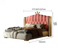 Lit de Luxe Italien en Bois, Cadre de Lit King Size Hôtelier Haut de Gamme en Cuir 1,8M, Lit Rembourré Moderne avec Rangement, Offre Spéciale