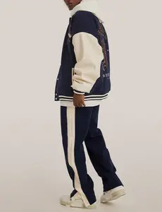 Alta qualidade personalizar logotipo bordado jaqueta unisex atacado varsity oversize unisex algodão e poliéster jaqueta