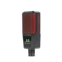 Microphone USB à condensateur Microphone lumineux de jeu A8 PC Drive Free Plug and Play Desktop Live RGB Microphone
