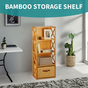 <span class=keywords><strong>Estante</strong></span> de Almacenamiento de Bambú Moderno Personalizado de 4 Niveles con Bolsa de Tela Plegable - Product Image 2
