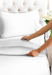 Bộ Ga Trải Giường Khách Sạn Gia Đình Sang Trọng Màu Trắng Logo Tùy Chỉnh Cao Cấp Bán Sỉ - Product Image 3