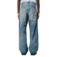 Fabricant de jeans en denim pour hommes en coton biologique selvedge, coupe large et ample, délavé, avec rivets en cuivre, effet vintage usé, direct usine