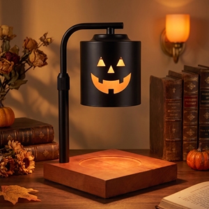 Lampe chauffe-cire sans flamme Jack O'Lantern d'Halloween, 4 niveaux <span class=keywords><strong>de</strong></span> luminosité, minuterie 2-8h, avec 2 ampoules GU10 - Product Image 1