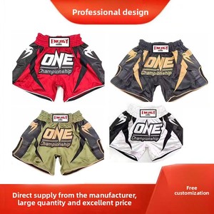 Shorts de <span class=keywords><strong>Muay</strong></span> <span class=keywords><strong>Thai</strong></span> para Hombre y <span class=keywords><strong>Mujer</strong></span> <span class=keywords><strong>Pantalones</strong></span> de Entrenamiento Deportivo Sanda con Logotipo Frontal para Uniformes de Boxeo Shorts de MMA - Product Image 2