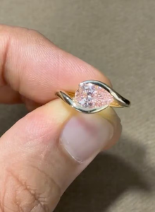 Bague de Fiançailles et de Promesse en Diamant Rose Poire de Laboratoire 3CT, Or Rose 14K, Style Hip Hop, Bijou Fin Élégant, Cadeau - Product Image 4