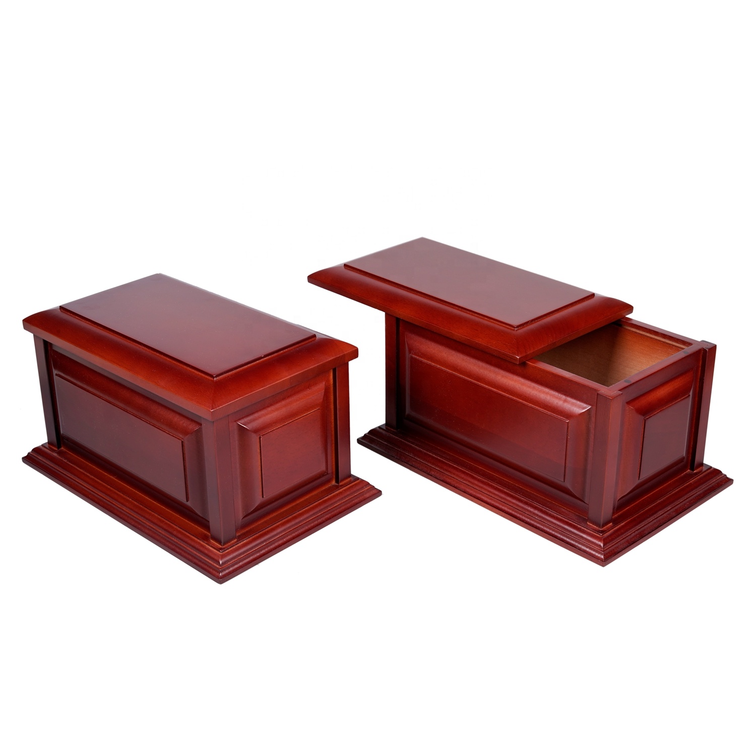 Оптовая продажа, погребальная коробка для урн, раздвижная крышка, большие деревянные урны на заказ для золы человека