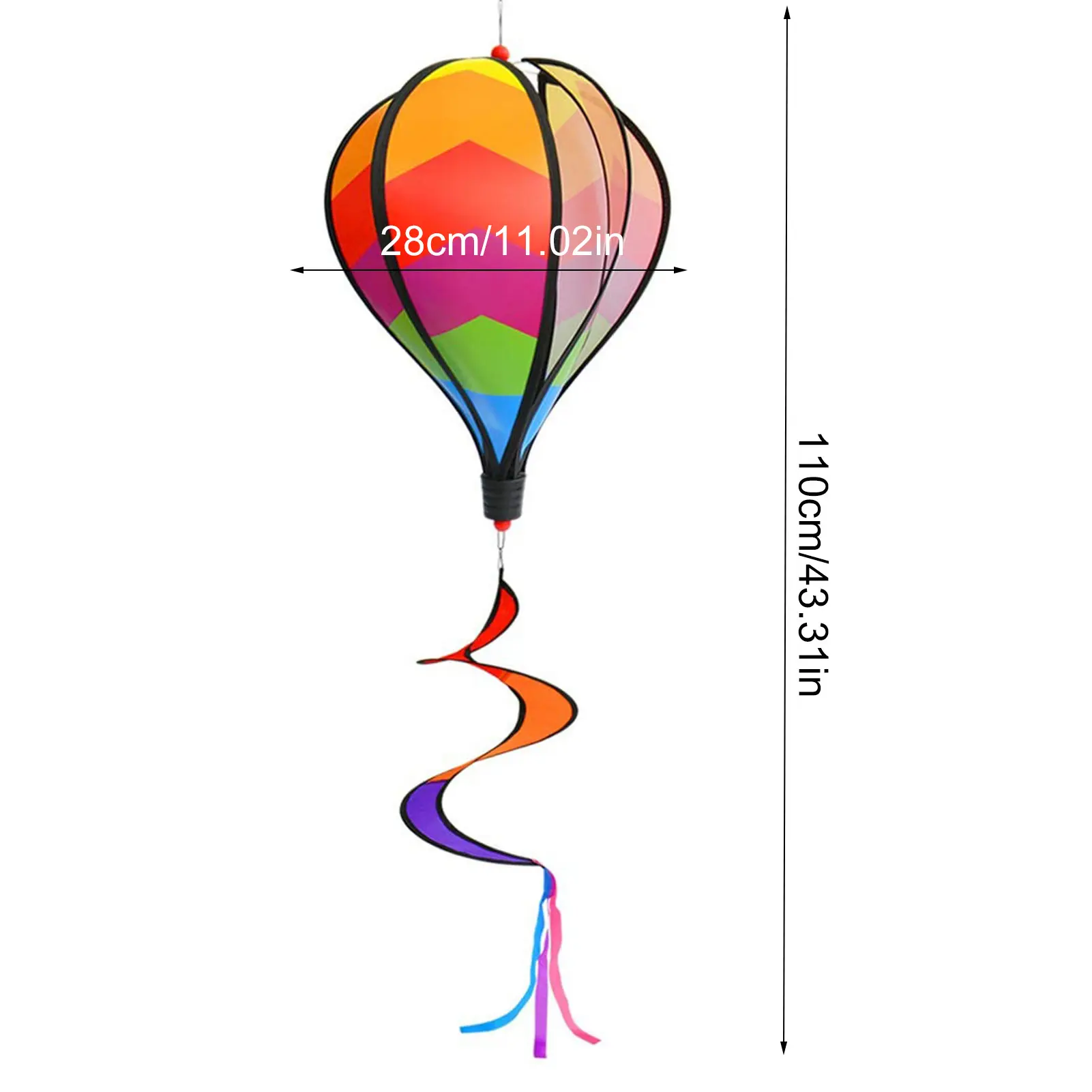 熱気球ウィンドスピナー回転スパンコール風車屋外ウィンドツイスターハンギングデコレーション用1個ウィンドチャイムレインボー