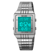 Jam Tangan Digital Mewah Pria Skmei 2335 Tali Baja Tahan Karat Tahan Air Warna Emas dengan Casing Aloi dan Fitur Alarm