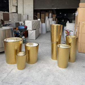 แจกันตั้งพื้นสีทองขนาดใหญ่หรูหราทันสมัยสำหรับตกแต่งบ้านกระถางต้นไม้โลหะตกแต่งทรงสูงกระถางต้นไม้โลหะสำหรับใช้ในร่ม - Product Image 6