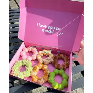 Логотип пекарни на заказ, десерт, розовая упаковка, Caja Para Churros Personalizados