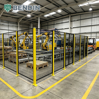 Clôture de sécurité pour machines en acier à faible teneur en carbone avec panneaux thermolaqués pour cellules de travail robotisées et configurations de protection industrielle adaptables