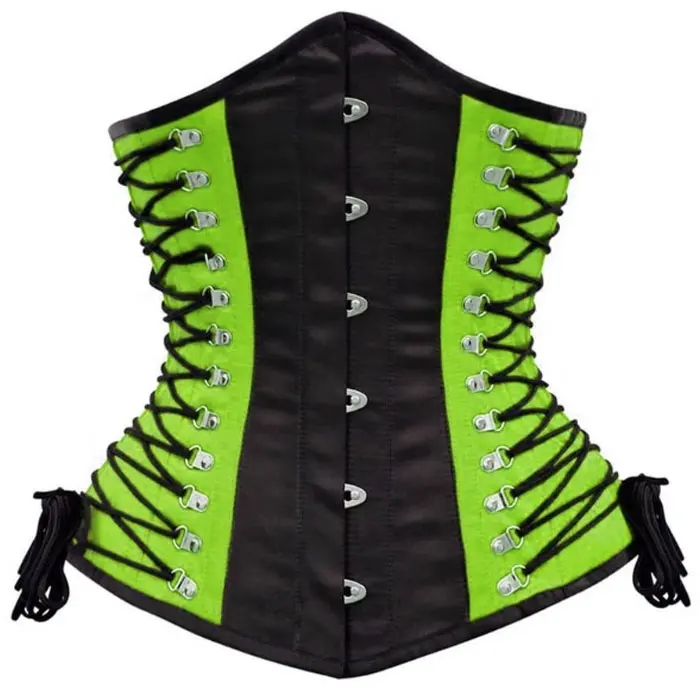 Korset Satin bawah dada dua warna dengan tali samping, korset pakaian pesta dan pengurang pinggang desain baru