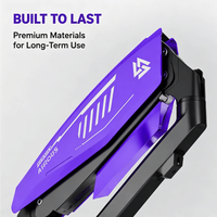 Support d'écran d'ordinateur incurvé Zeno Wholesale Purple Monitor Arm en métal, pivotant à 90 degrés, pour écrans de 17 à 42 pouces, avec lumière LED et hub USB