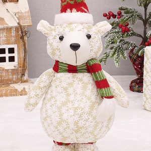 Adorno Navideño de Tela Bordada con Copos de Nieve, Reno y Oso, Muñeco Decorativo para la Sala de Estar - Product Image 3