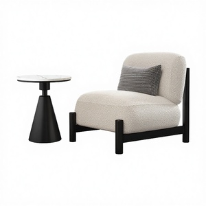 Antique Cream <strong>Sherpa</strong> Fabric Leisure <strong>Chair</strong> with Metal Legs for Bedroom and Living Room Casual Use-Modern Design - Product Image 1