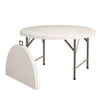 Table ronde pliante d'extérieur blanche pour la restauration en gros, 60 pouces, en plastique empilable, étanche, pour événements, fêtes, mariages