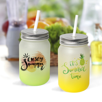 Topjlh Sublimation Blanks 500ml Gradient Color Frosted Mason Jar sans poignée pour la vente en gros, la vente au détail, la promotion commerciale