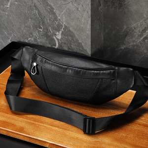 Laulisdon Men's Genuine Leather Waist <b>Bag</b> Top Layer Cowhide Black Multifunctional Outdoor Business Travel Crossbody - Product Image 2