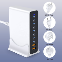 Chargeur de bureau rapide HNT 800W 10-en-1, station d'adaptation universelle GaN 8C+2A pour iPhones avec prises US, EU, UK, AU, JP, ODM/OEM