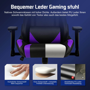 Chaise de bureau et de gaming ergonomique Zero Gravity avec massage, design racing, hauteur réglable et roulettes fluides - Product Image 6