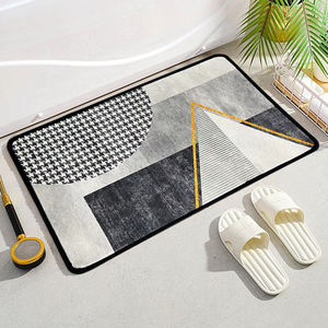 Alfombra de entrada de lana de Cachemira de imitación de estilo cremoso, alfombrilla de puerta plateada decorativa absorbente de agua para baño, decoración de ducha para el hogar - Product Image 3