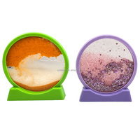 Sous-verre multifonctionnel en acrylique rond avec paillettes étoiles vibrantes et effet de sable liquide, personnalisable avec logo
