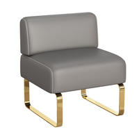 Chaise de canapé longue en acier inoxydable rouge net pour salon de coiffure Salon de beauté Design simple salon de coiffure salle de repos d'attente pour salon