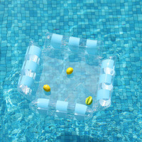 Nouveauté : Flotteur gonflable en PVC rayé à quatre tubes Blue Moonlight, hamac aquatique pliable en maille, transat flottant pour adultes 16 ans et plus