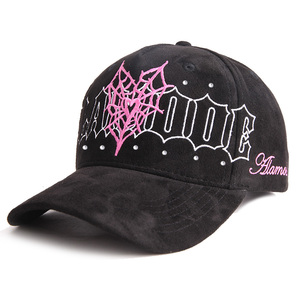 Mũ bóng chày vành cong 5 tấm kiểu mới, mũ thể thao da lộn tùy chỉnh với logo đính đá - Product Image 2