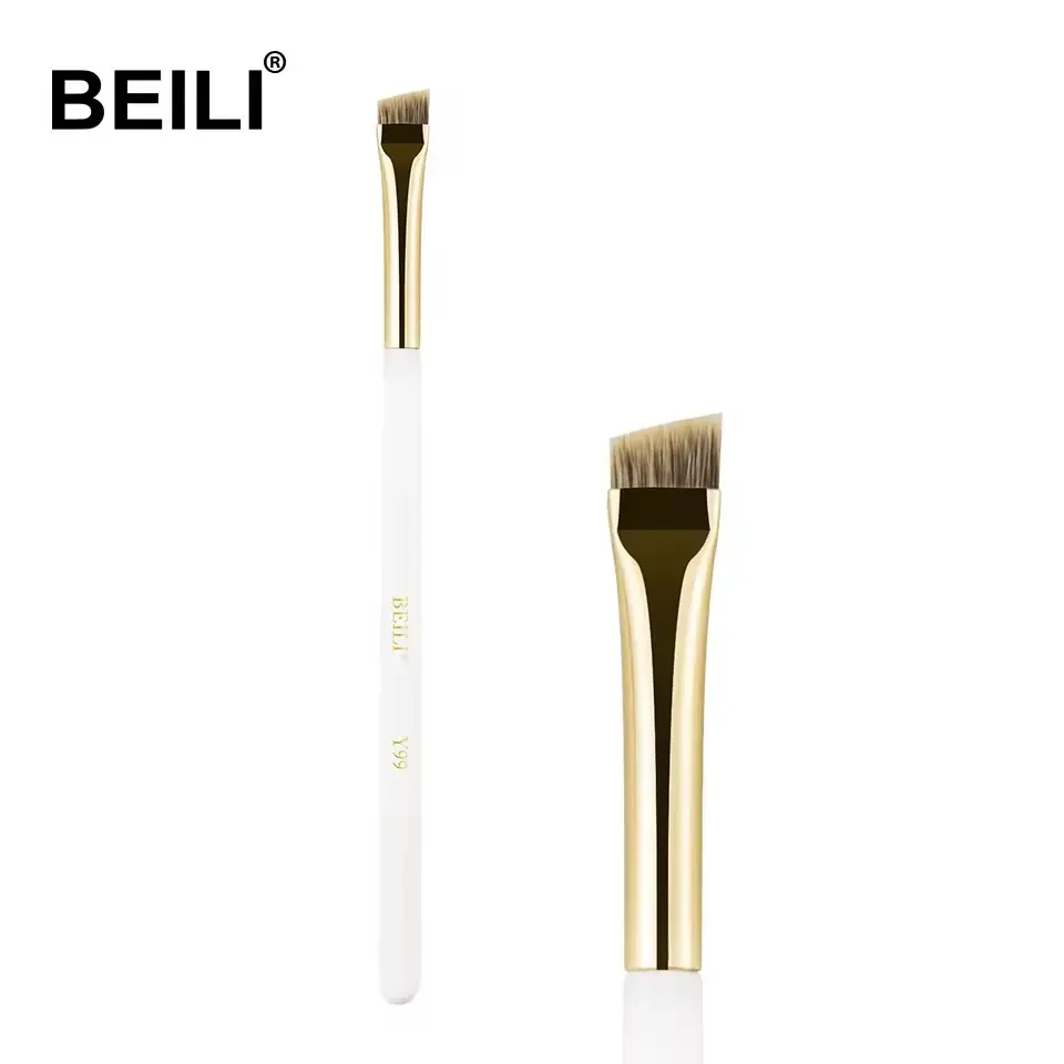 BEILI Pincel de sombra para cabelo natural com cabo branco de alta qualidade, logotipo personalizado, pincel de sombra para maquiagem de olhos únicos