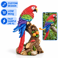 Figurine de perroquet en résine personnalisée, statue d'oiseau tropical peinte à la main en polyrésine, décoration de jardin et de maison sur le thème de la jungle, figurine de collection de la faune.