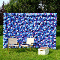 Mur de fleurs artificielles en soie bleue fait main à bas prix, 8x8 pieds, pour mariage, Noël, rentrée scolaire, fête du Nouvel An chinois