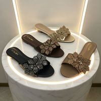 Sandales plates pour femmes, à lanières ornées de strass, style africain, tongs d'été, chaussures de plage décontractées