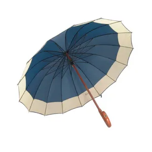 Fábrica Atacado Alta Venda De Madeira J forma alça manual Rainproof Walking Stick guarda-chuva para viagens ao ar livre