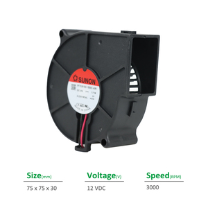 Ventilador Centrífugo de Gabinete SUNON PF75301B2-1B00C-A99 75x75x30mm 12VDC 142mA 1.71W 3000RPM 13.8CFM con Rodamiento de Bolas Independiente ODM/OEM - Product Image 2