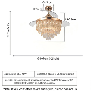New Crystal Fan <b>Light</b> with Remote Control 42 Inch 110/220v Ceiling Fans with <b>Lights</b> - Product Image 2