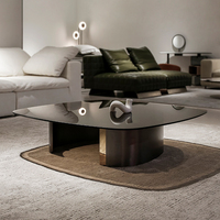 Table basse rectangulaire de style moderne et simple avec plateau en verre trempé et pieds en métal pour le salon, meubles de maison