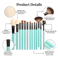 Outils de maquillage OEM ODM directement de l'usine, ensemble de 14 pinceaux de maquillage, logo personnalisé, manche en bois, pinceaux de maquillage synthétiques vegan professionnels