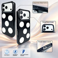 Étui de protection en PU à pois bicolore mignon avec boutons de commande métalliques séparés et ouvertures de ports précises pour iPhone 17/18 Pro Max