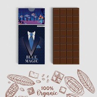 Boîte d'emballage personnalisée écologique et biodégradable pour barres de chocolat au lait aux champignons, avec gaufrage et estampage holographique, idéale pour les boîtes cadeaux de sushis