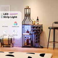 Meuble à vin Art Déco en fer forgé, 5 niveaux, autoportant, avec porte-verres, mini bar, table de rangement, support à vin, étanche