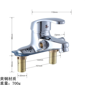 Robinet de lavabo en laiton à poignée unique, montage sur plan, 2 trous, avec cartouche céramique pour salle de bain - Product Image 1