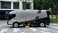 Balayeuse routière autonome électrique intelligente avec moteur et pompe, véhicule de nettoyage compact sans conducteur pour parcs, usines et zones résidentielles