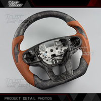 Volante Personalizado de Fibra de Carbono Mate con Empuñaduras de Cuero Marrón para Ford Explorer ST ST-Line King Ranch 2020-2027