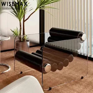 Móveis WISEMAX Sala de estar móveis sofás cadeira designer italiano furnture luxo preto couro genuíno acento braço cadeira