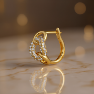 Orecchini a Cerchio in Oro E3657 con Incastonatura a Canale di Diamanti, Gioiello di Lusso per Uso Quotidiano Femminile - Product Image 2